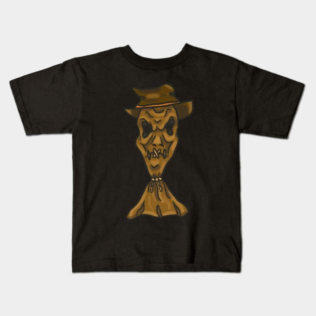 Scary Scarecrow Kids T-Shirt by tesiamarieart